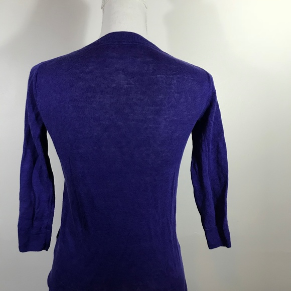 J Crew Purple 3/4 Sleeve Knit Linen Top T Shirt - Picture 4 of 5
